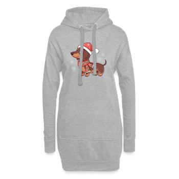 Dackel, warmes Weihnachten - Hoodie-Kleid - Grau meliert - Vorne