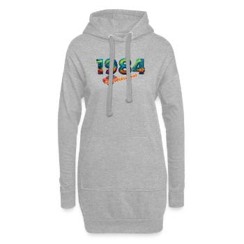 Jahrgang 1984 – Retro Joystick – Cool Oldschool - Hoodie-Kleid - Grau meliert - Vorne