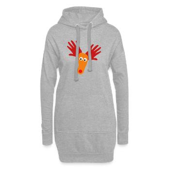 Tête de renne avec museau orange - Sweat-shirt à capuche long Femme - gris chiné - Devant