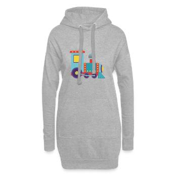 Bunte Spielzeug-Dampflok-Illustration - Hoodie-Kleid - Grau meliert - Vorne