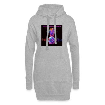 Psychedelischer Ananas Neonprint - Hoodie-Kleid - Grau meliert - Vorne