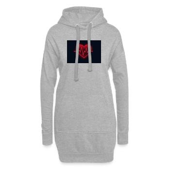 Romantisches Neon Herz in rot mit Kardiogramm - Hoodie-Kleid - Grau meliert - Vorne