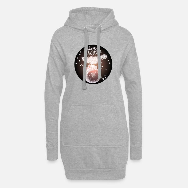 Weihnachtskugel mit Tannenzweig - Hoodie-Kleid - Grau meliert