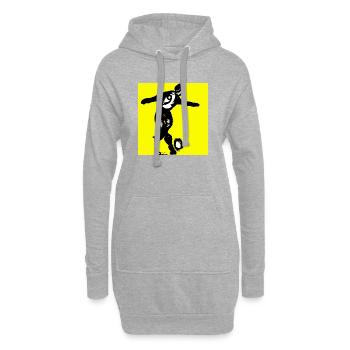 Silhouette de football sur un jaune vif - Sweat-shirt à capuche long Femme - gris chiné - Devant