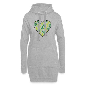 Cœur Feuilles Nature Environnement Amour Vecteur - Sweat-shirt à capuche long Femme - gris chiné - Devant