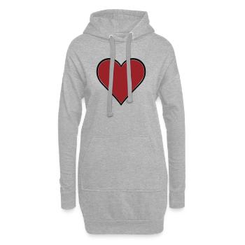 Vecteur de contour épais de la bande dessinée Red Heart - Sweat-shirt à capuche long Femme - gris chiné - Devant