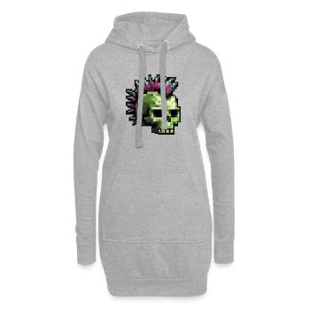Pixel Punk Skull - Hoodie-Kleid - Grau meliert - Vorne