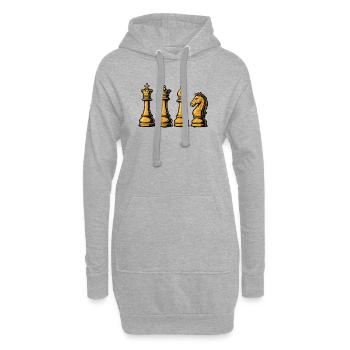 Königliche Schachfiguren Vintage - Hoodie-Kleid - Grau meliert - Vorne
