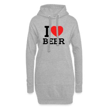 I love Beer (Farben änderbar) - Hoodie-Kleid - Grau meliert - Vorne