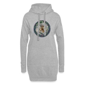 Poisson-lion dans une couronne Art nouveau - Sweat-shirt à capuche long Femme - gris chiné - Devant