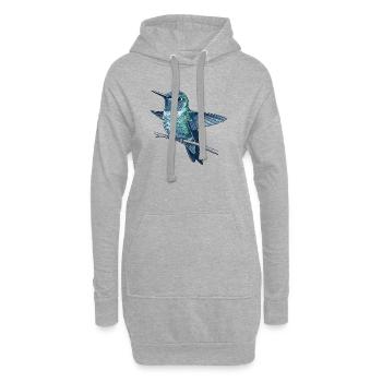 Colibri en reflet aquarelle - Sweat-shirt à capuche long Femme - gris chiné - Devant
