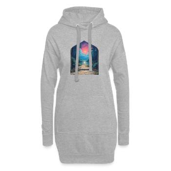 Portail du coucher de soleil dans le paysage forestier - Sweat-shirt à capuche long Femme - gris chiné - Devant