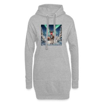 Rodolphe dans la forêt polaire - Sweat-shirt à capuche long Femme - gris chiné - Devant