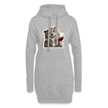 Chouette sage lors de la soirée vins douillette - Sweat-shirt à capuche long Femme - gris chiné - Devant