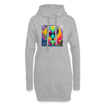 Trippy Alien - Hoodie-Kleid - Grau meliert - Vorne
