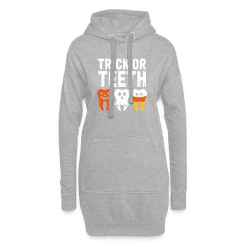 T-shirt Halloween Trick or Teeth - Sweat-shirt à capuche long Femme - gris chiné - Devant