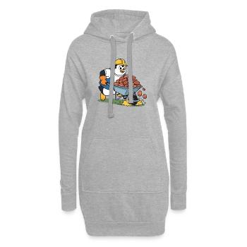 Un mignon artisan manchot ouvrier du chantier - Sweat-shirt à capuche long Femme - gris chiné - Devant