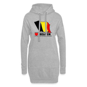 Drapeau belge avec cœur - Sweat-shirt à capuche long Femme - gris chiné - Devant