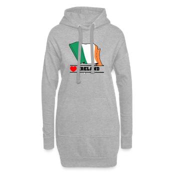 Irland-Flagge mit Herz - Hoodie-Kleid - Grau meliert - Vorne