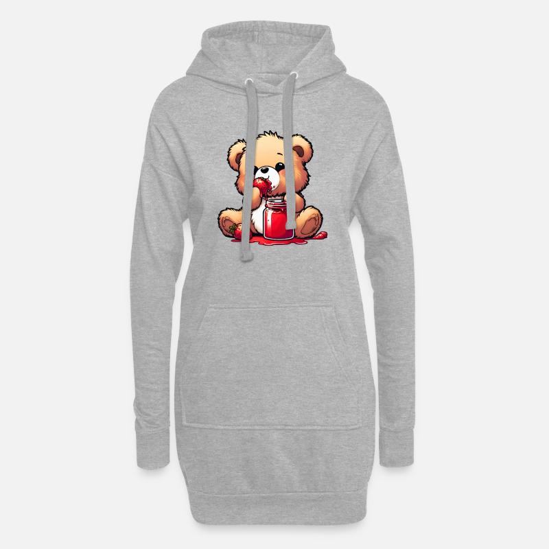 Bärchen Teddybär Bär - Hoodie-Kleid - Grau meliert