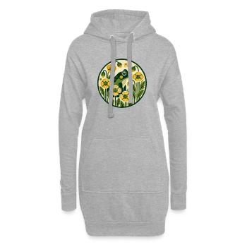 Grenouille verte dans le jardin jaune de pavots - Sweat-shirt à capuche long Femme - gris chiné - Devant