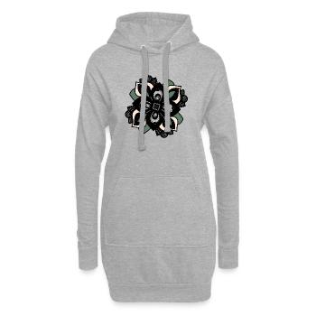Mandala Fleur Pêche Verte - Sweat-shirt à capuche long Femme - gris chiné - Devant