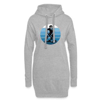 Motif emblématique du floorball - Sweat-shirt à capuche long Femme - gris chiné - Devant