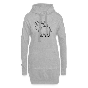 Vache mignonne avec amitié d’oiseau - Sweat-shirt à capuche long Femme - gris chiné - Devant