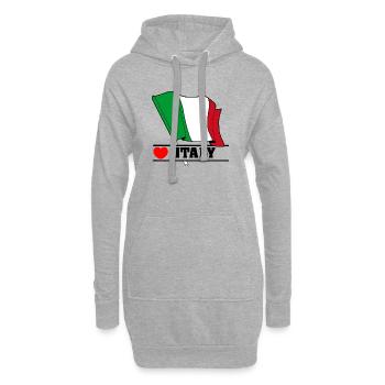 Drapeau italien avec cœur - Sweat-shirt à capuche long Femme - gris chiné - Devant