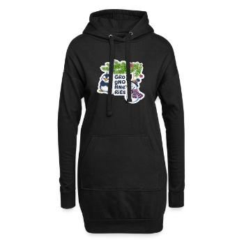 Weihnachtshumorvoller Pinguin und Schneemann - Hoodie-Kleid - Schwarz - Vorne