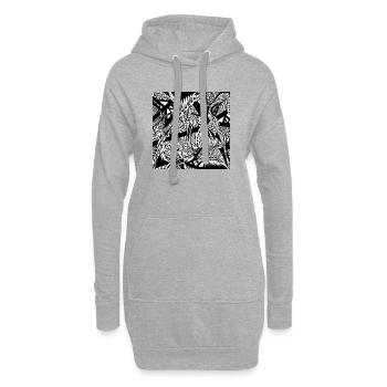Schwarz-Weiß abstraktes Design Nr. 4 - Hoodie-Kleid - Grau meliert - Vorne