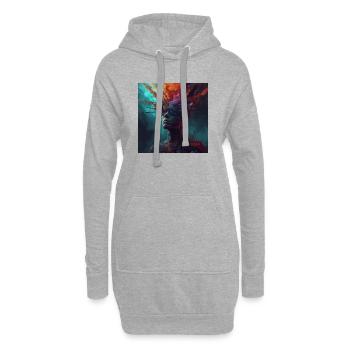 Kosmische Kopfreise Farbströme - Hoodie-Kleid - Grau meliert - Vorne