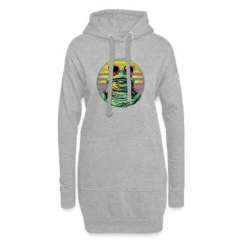 Grenouille avec des lunettes de soleil rétro - Sweat-shirt à capuche long Femme - gris chiné - Devant