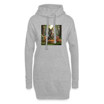 loup, loup gris, loup peluche - Sweat-shirt à capuche long Femme - gris chiné - Devant