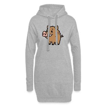 Charme porte-bonheur du doux sanglier sauvage - Sweat-shirt à capuche long Femme - gris chiné - Devant