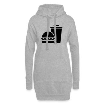 Fast Food, Burger, Imbisswagen - Hoodie-Kleid - Grau meliert - Vorne