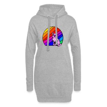Regenbogenkatze mit Sonnenbrille - Hoodie-Kleid - Grau meliert - Vorne