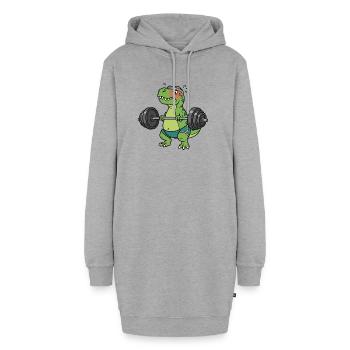 Lustiges T-Rex Fitness-Workout Workout Fitness-Geschenk - Hoodie-Kleid - Grau meliert - Vorne