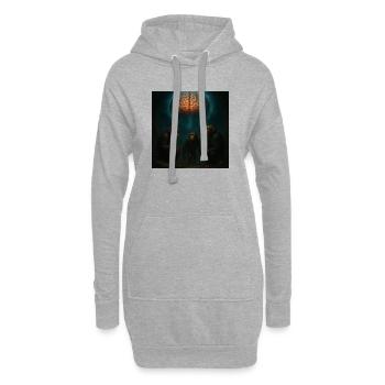 Gehirnlicht: Drei Affen im Traum - Hoodie-Kleid - Grau meliert - Vorne