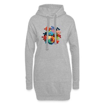 Puzzlesporträt Farbexplosion - Hoodie-Kleid - Grau meliert - Vorne