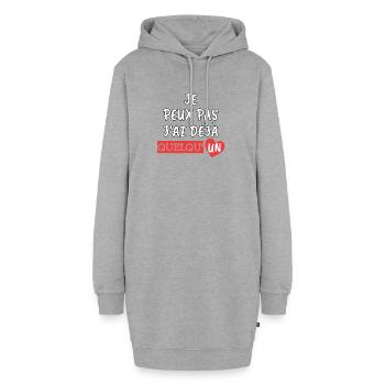 Je peux pas j'ai déjà quelqu'un - Sweat-shirt à capuche long Femme - gris chiné - Devant