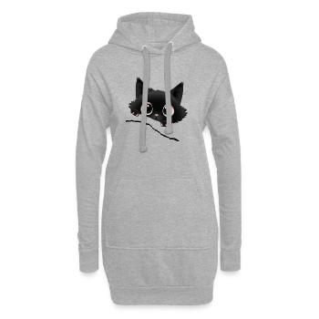 Le chaton noir de Kawaii pointe du regard - Sweat-shirt à capuche long Femme - gris chiné - Devant