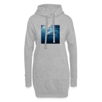 Weißer Hai im Sonnenlicht Design Ozean - Hoodie-Kleid - Grau meliert - Vorne