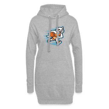 Schnelles Basketball-Katzen-Dribbel-Maskottchen - Hoodie-Kleid - Grau meliert - Vorne
