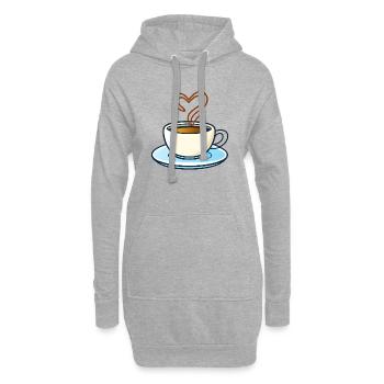 Herzform Kaffeezauber - Hoodie-Kleid - Grau meliert - Vorne