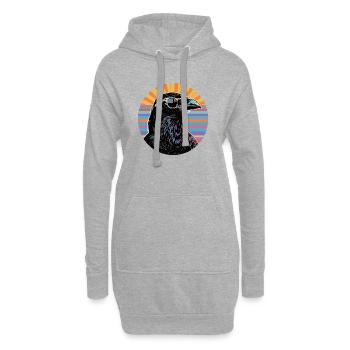 Raven mit Sonnenbrille Retro Vibe - Hoodie-Kleid - Grau meliert - Vorne