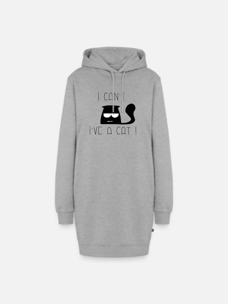 Ich kann nicht, ich bin katzenmüde! - Hoodie-Kleid - Grau meliert