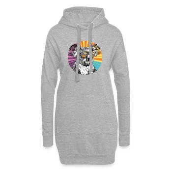Koala mit Sonnenbrille im Retro Regenbogen - Hoodie-Kleid - Grau meliert - Vorne