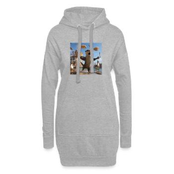 Lustiger Otter mit Pfannkuchen Chaos Design - Hoodie-Kleid - Grau meliert - Vorne