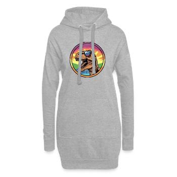 T-Rex Sunset avec lunettes de soleil - Sweat-shirt à capuche long Femme - gris chiné - Devant